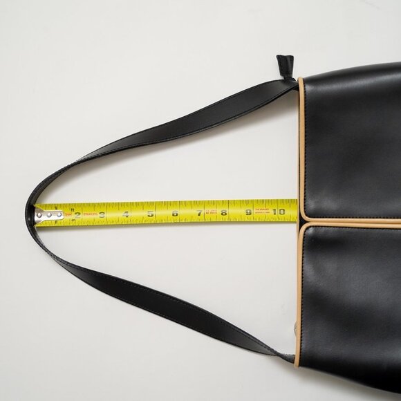 Vintage Arcadia Black Shoulder Bag With Tan Piping - Picture 8 of 13